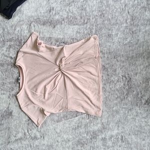 Pink tie front top
